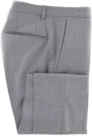 Light Gray Solid Wool Pants - Slim