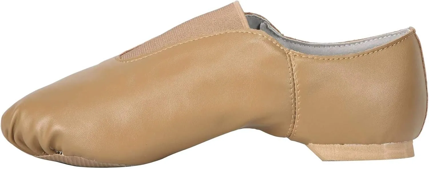 Linodes PU Leather Jazz Shoe Slip On Dance Shoes with Up Elastic for Girls and Boys (Toddler/Little Kid/Big Kid)