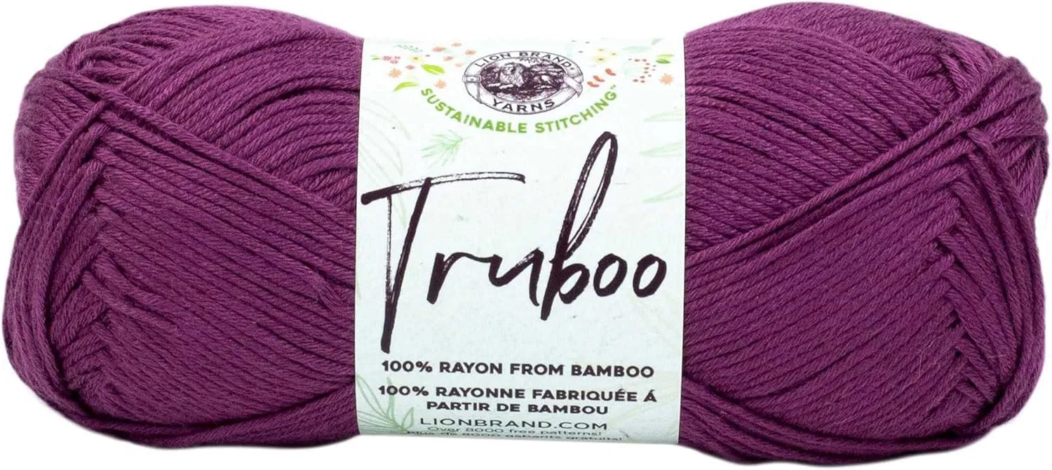 Lion Brand Truboo Mulberry 837-142 (3-Skeins - Same Dye Lot) DK Light Worsted #3 Rayon Yarn for Crocheting and Knitting with Project Bag