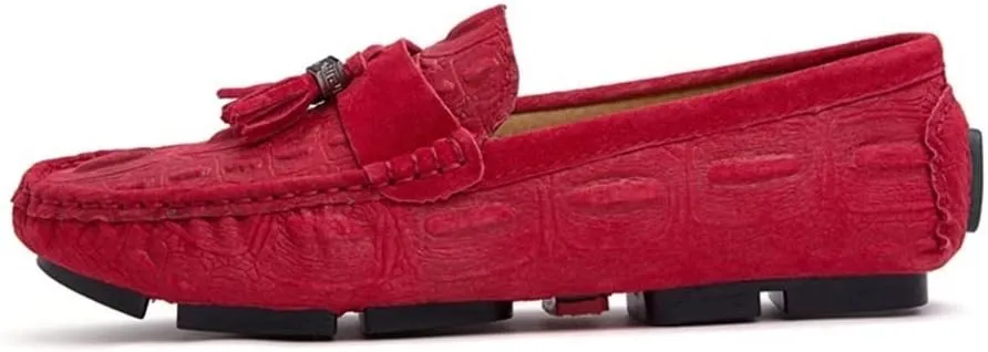 Loafers for Men Faux Crocodile Print Solid Colors Tassel Leather Flexible Slip Resistant Anti-Slip Walking Party Slip-on