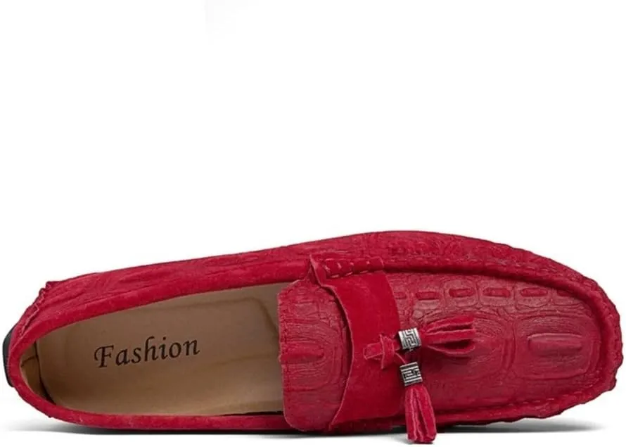 Loafers for Men Faux Crocodile Print Solid Colors Tassel Leather Flexible Slip Resistant Anti-Slip Walking Party Slip-on