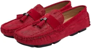 Loafers for Men Faux Crocodile Print Solid Colors Tassel Leather Flexible Slip Resistant Anti-Slip Walking Party Slip-on