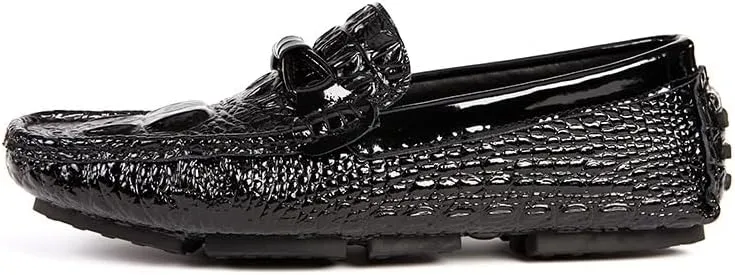 Loafers for Men Solid Color Crocodile Print Driving Style Loafer Comfortable Lightweight Flexible Casual Slip On