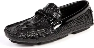 Loafers for Men Solid Color Crocodile Print Driving Style Loafer Comfortable Lightweight Flexible Casual Slip On