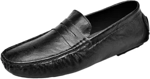 Loafers for Men Solid Color Leather Comfortable Flexible Lightweight Resistant Party Casual Slip-On Boat Shoes
