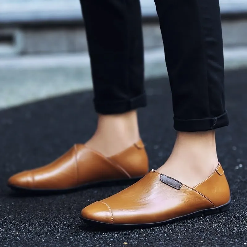 Loafers for Mens Faux Leather Tuxedo Round Toe Solid Color Working Slip Resistant Block Heel Anti-Slip Rubber Sole Shoe Slip On