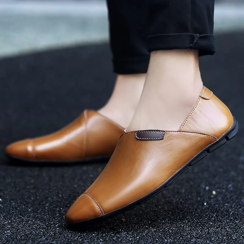 Loafers for Mens Faux Leather Tuxedo Round Toe Solid Color Working Slip Resistant Block Heel Anti-Slip Rubber Sole Shoe Slip On