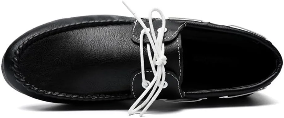 Loafers Shoes for Men PU Leather Lace Up Driving Style Flexible Flat Heel Anti-Slip Prom Classic Slip-on