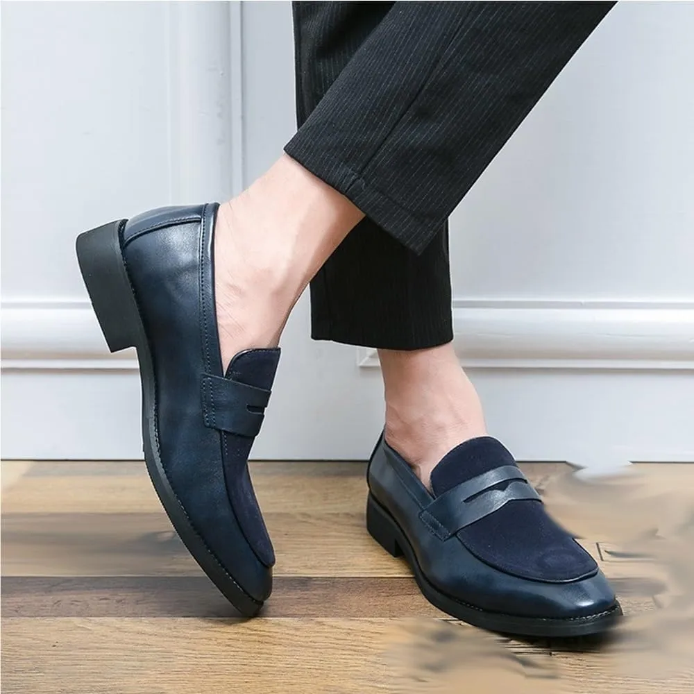 Loafers Shoes for Men Round Toe Patchwork Vegan Leather Anti-Slip Comfortable Resistant Fashion Outdoor Slip-on