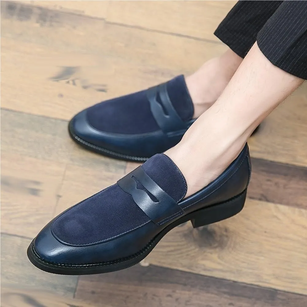 Loafers Shoes for Men Round Toe Patchwork Vegan Leather Anti-Slip Comfortable Resistant Fashion Outdoor Slip-on
