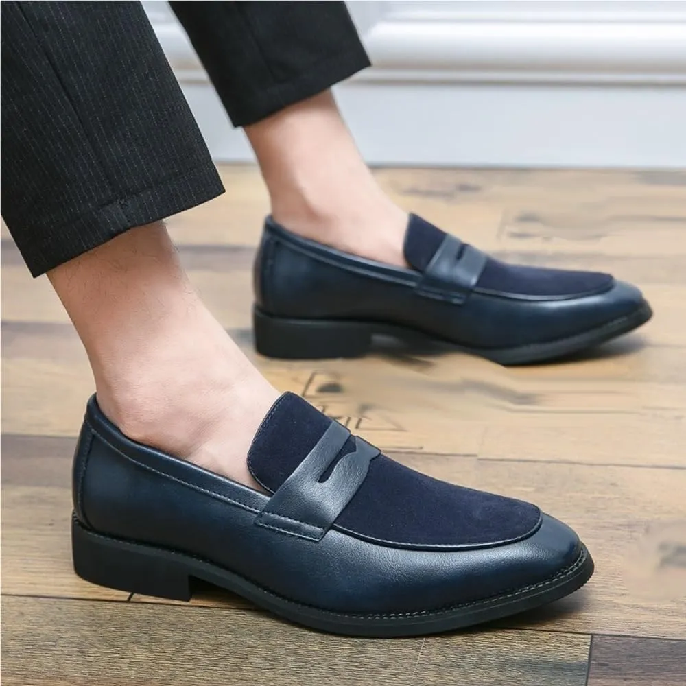 Loafers Shoes for Men Round Toe Patchwork Vegan Leather Anti-Slip Comfortable Resistant Fashion Outdoor Slip-on
