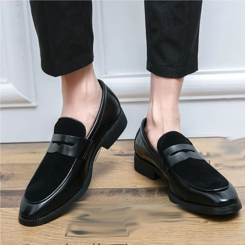 Loafers Shoes for Men Round Toe Patchwork Vegan Leather Anti-Slip Comfortable Resistant Fashion Outdoor Slip-on