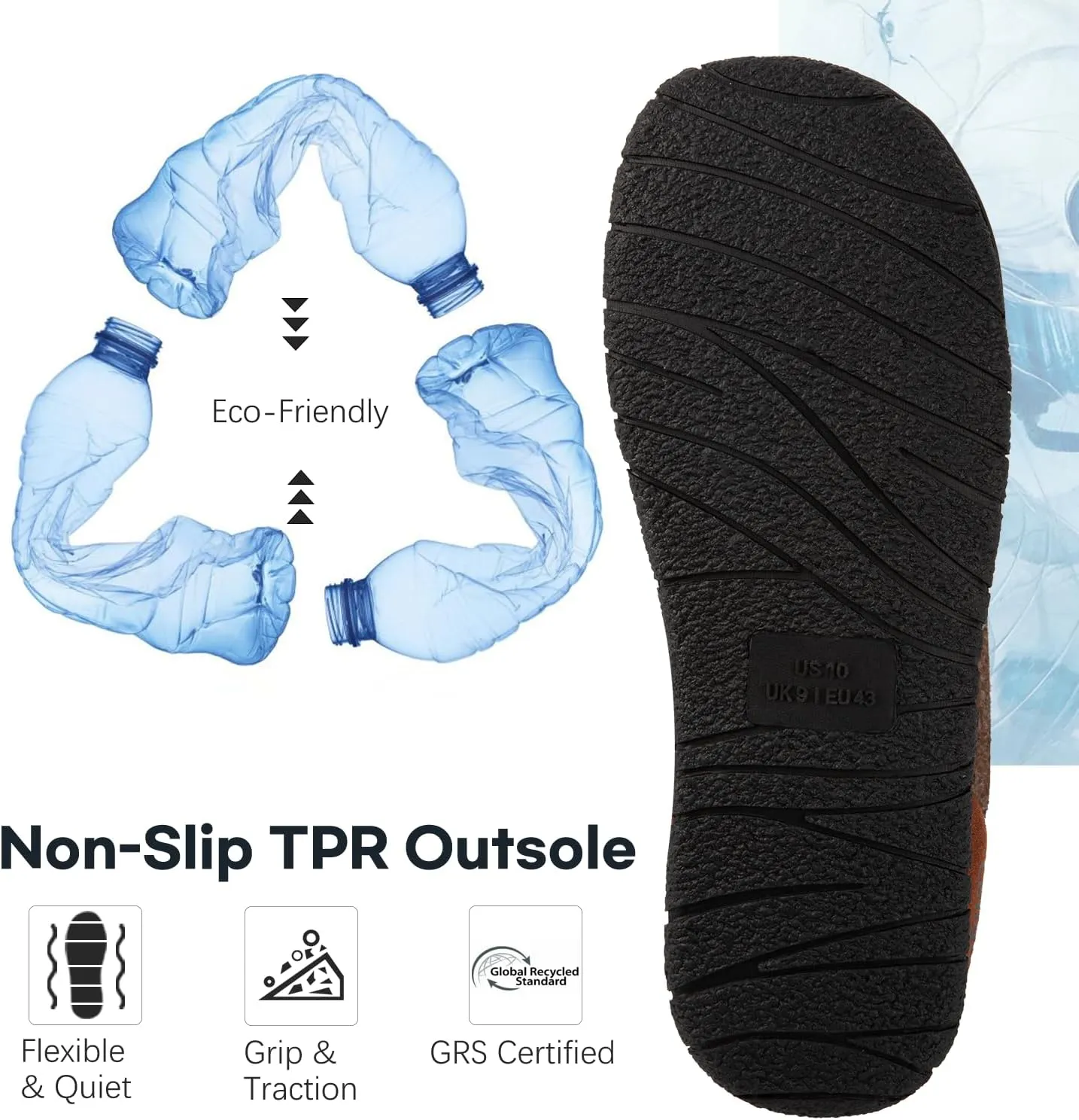 LongBay Men's Fuzzy Sherpa Lined Slippers Warm Memory Foam Non-slip Slippers Slip-on House Shoes for Indoor Outdoor