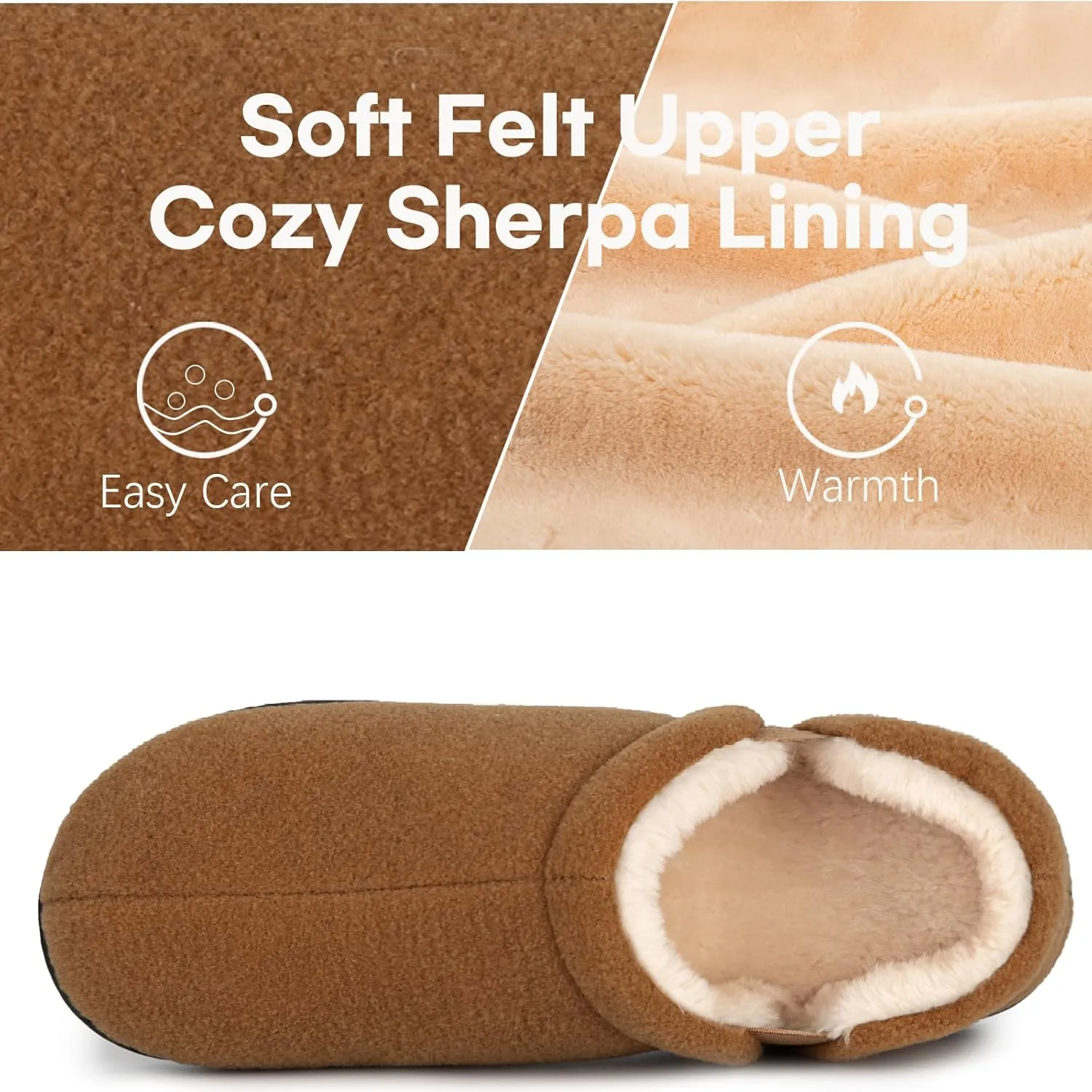 LongBay Men's Slippers Warm Bedroom House Shoes Slip-On Memory Foam Winter House Slippers for Indoor Outdoor