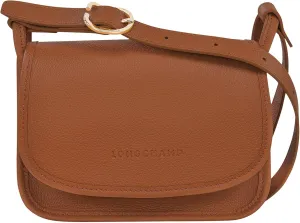 Longchamp "Le Foulonne Small Leather Crossbody Bag, Caramel