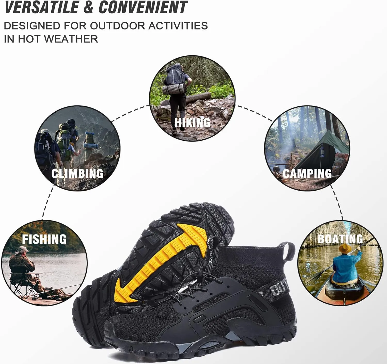 LOUECHY Men's Hiking Shoes Slip-On Walking Shoes Breathable Sock Sneakers