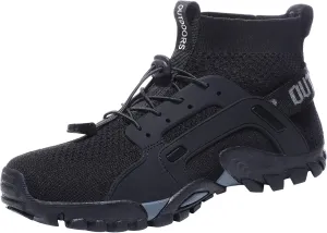 LOUECHY Men's Hiking Shoes Slip-On Walking Shoes Breathable Sock Sneakers