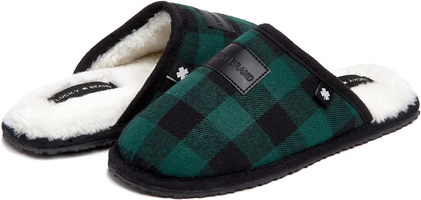 Lucky Brand Boy's Plaid Scuff Slippers – Cozy Comfort with Stylish Plaid Design for Boys
