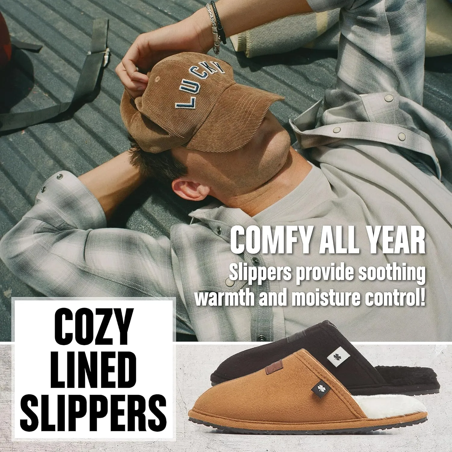 Lucky Brand Boy's Plaid Scuff Slippers – Cozy Comfort with Stylish Plaid Design for Boys