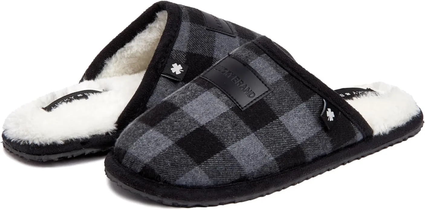 Lucky Brand Boy's Plaid Scuff Slippers – Cozy Comfort with Stylish Plaid Design for Boys