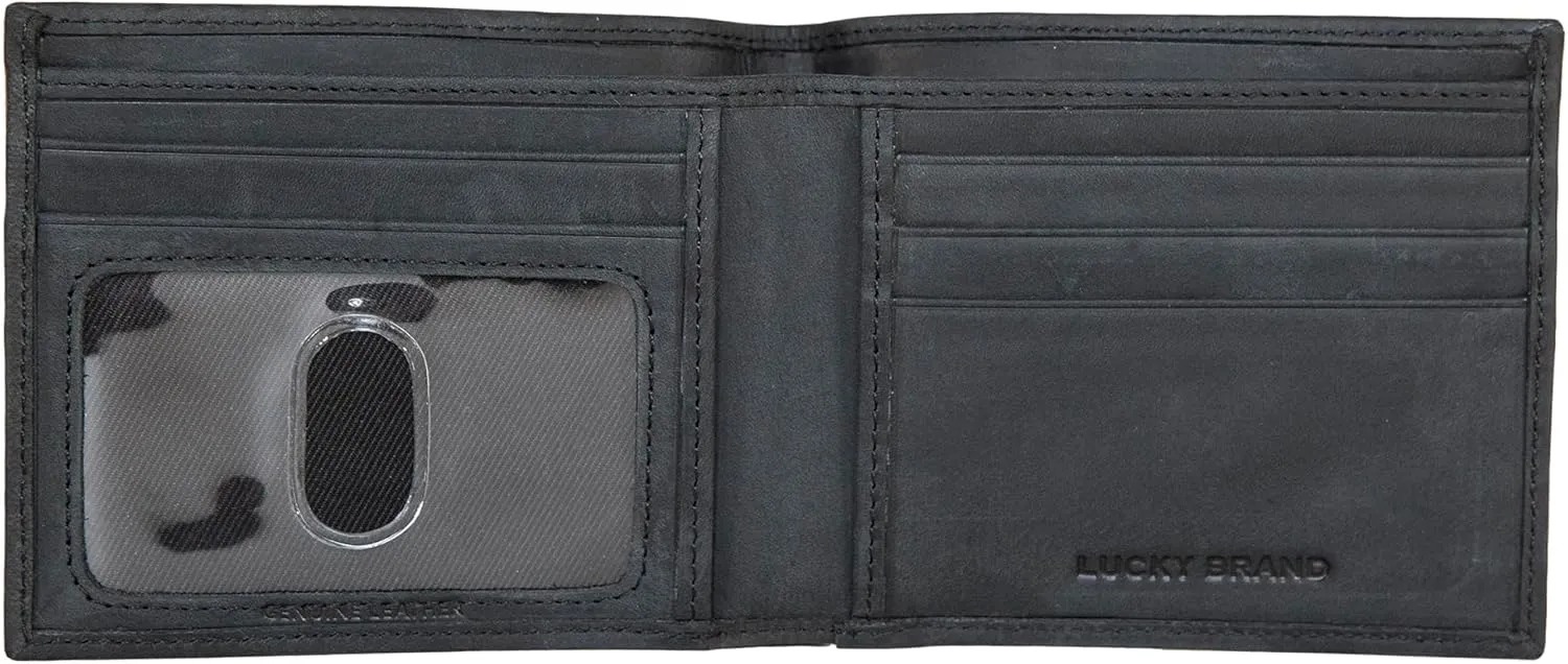 Lucky Brand Men's Bifold Wallet | Id Window | Card Slots | Leather | Organization | Durable | Stylish