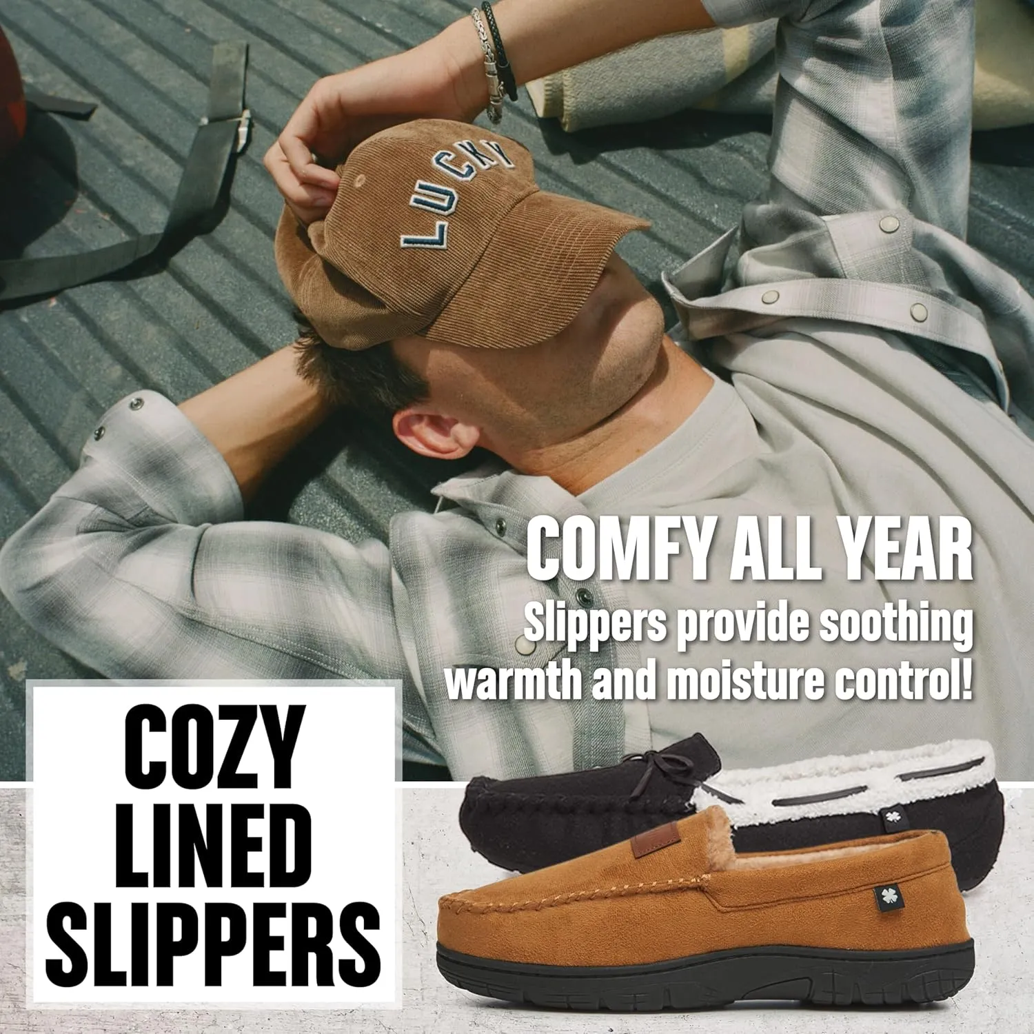 Lucky Brand Men's Quilted A-line Slippers – Stylish and Cozy Indoor Footwear for Men