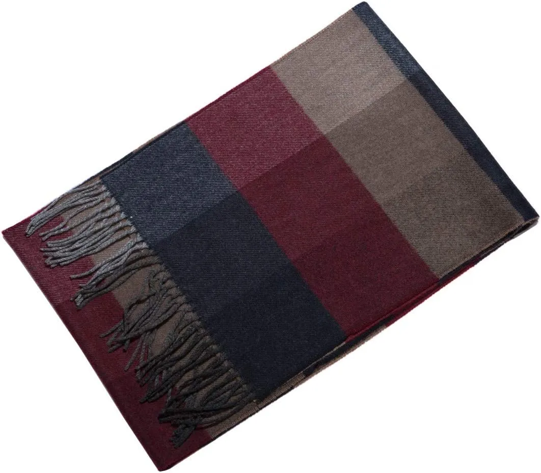 Lucky Leaf Women Men Winter Luxury Cozy Wool Warm Tartan Checked Plaid Wrap Scarf