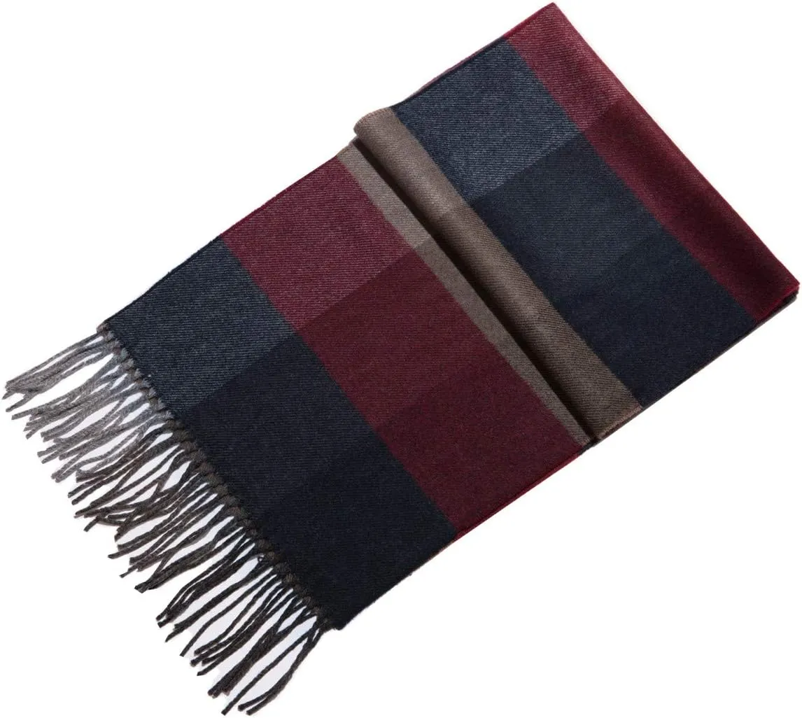 Lucky Leaf Women Men Winter Luxury Cozy Wool Warm Tartan Checked Plaid Wrap Scarf