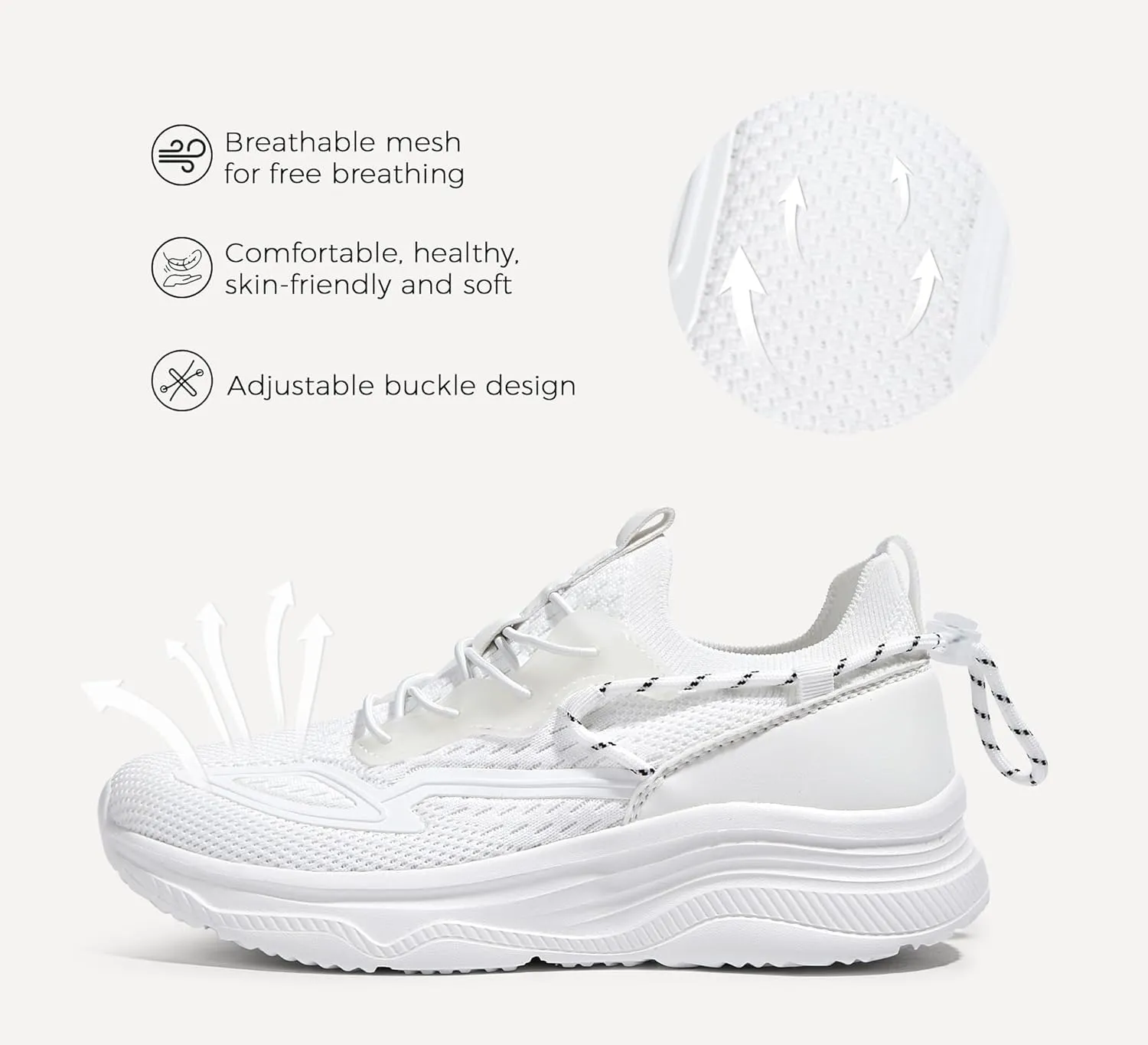LUCKY STEP Women's Slip On Walking Shoes Mesh Tennis Workout Comfortable Lightweight Athletic Gym Trainers Stylish Breathable Fashion Sneakers