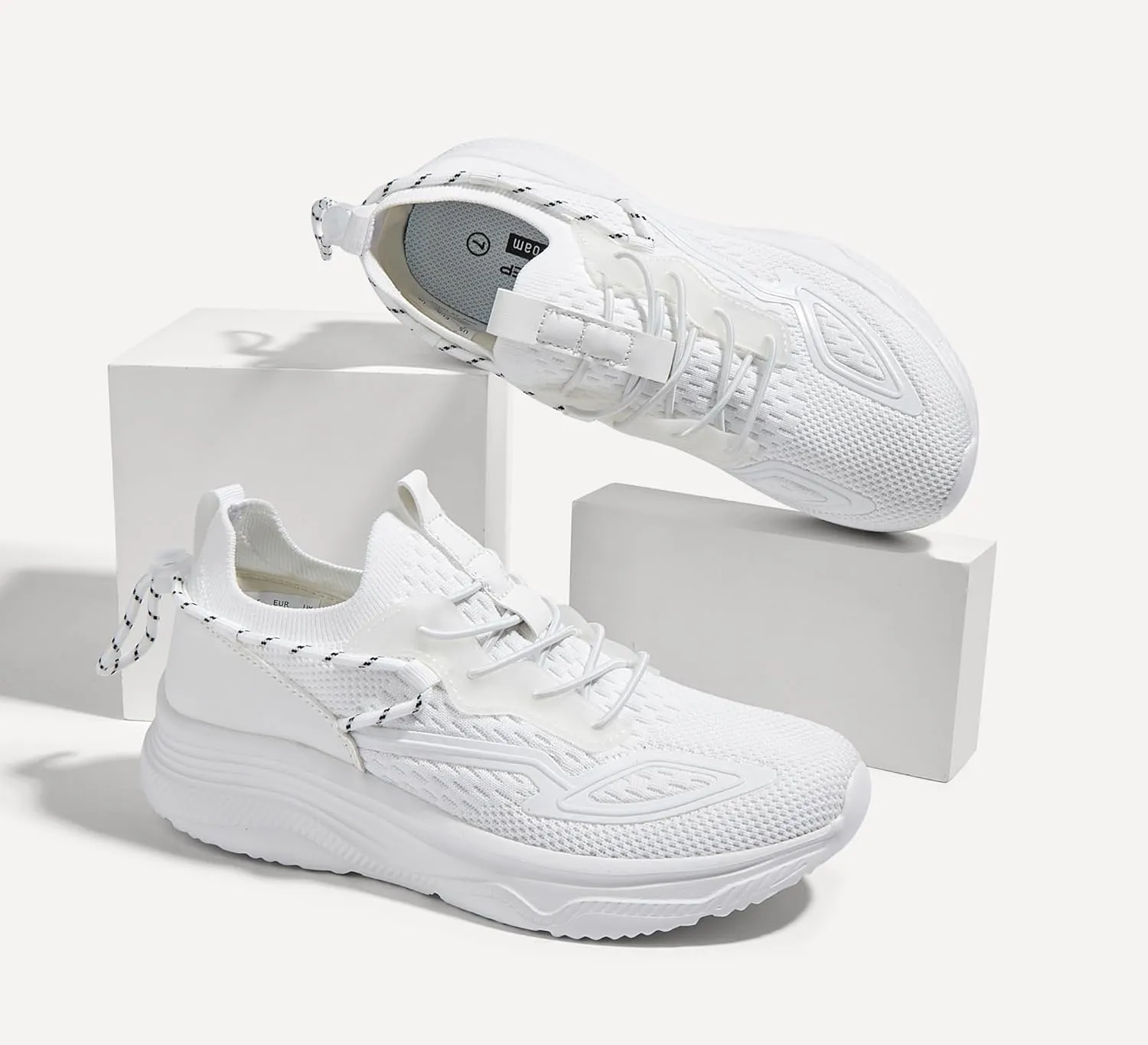 LUCKY STEP Women's Slip On Walking Shoes Mesh Tennis Workout Comfortable Lightweight Athletic Gym Trainers Stylish Breathable Fashion Sneakers