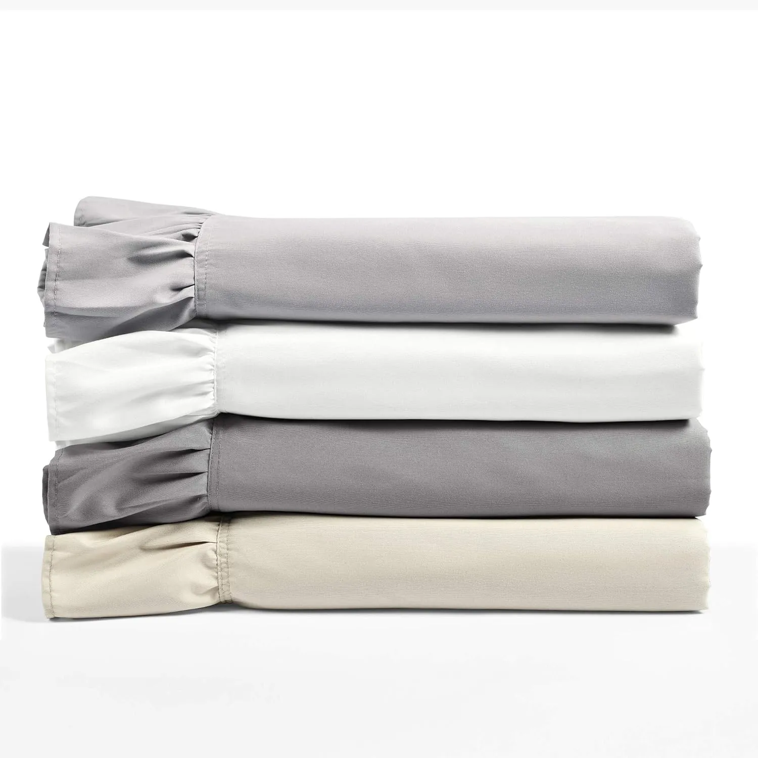 Lush Decor Reyna 4 Piece Ruffle Sheet Set, Queen, Light Gray