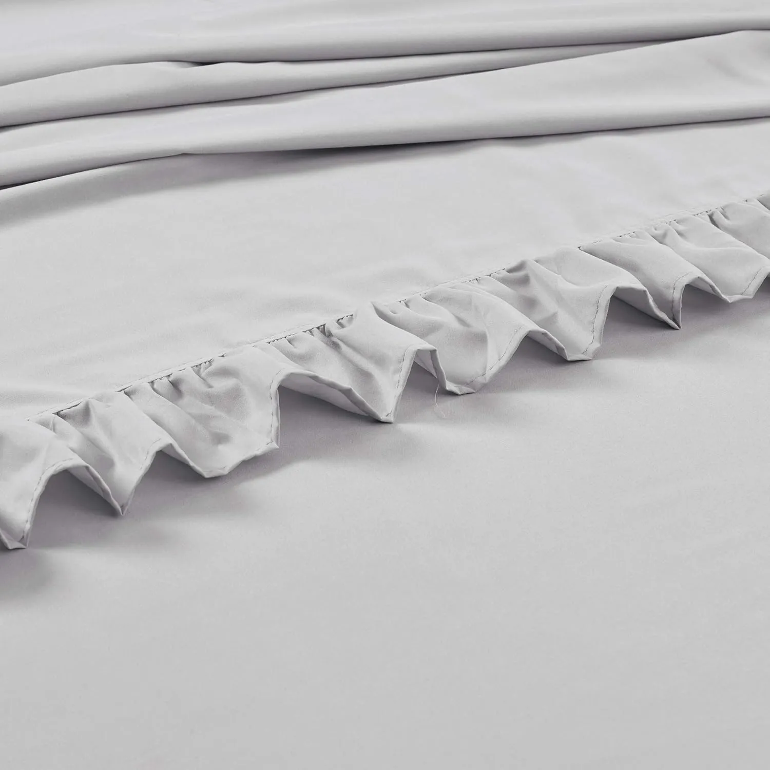Lush Decor Reyna 4 Piece Ruffle Sheet Set, Queen, Light Gray