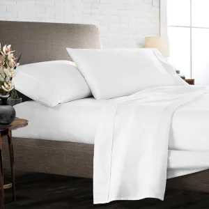 Luxury 1000-TC 100% Cotton Sheets Full Size, Fits 14-18" Deep Pocket, 4 Pieces Sheet Set - 1 Flat Sheet, 1 Fully Elastic Fitted Sheet and 2 Pillowcases (Solid, White)