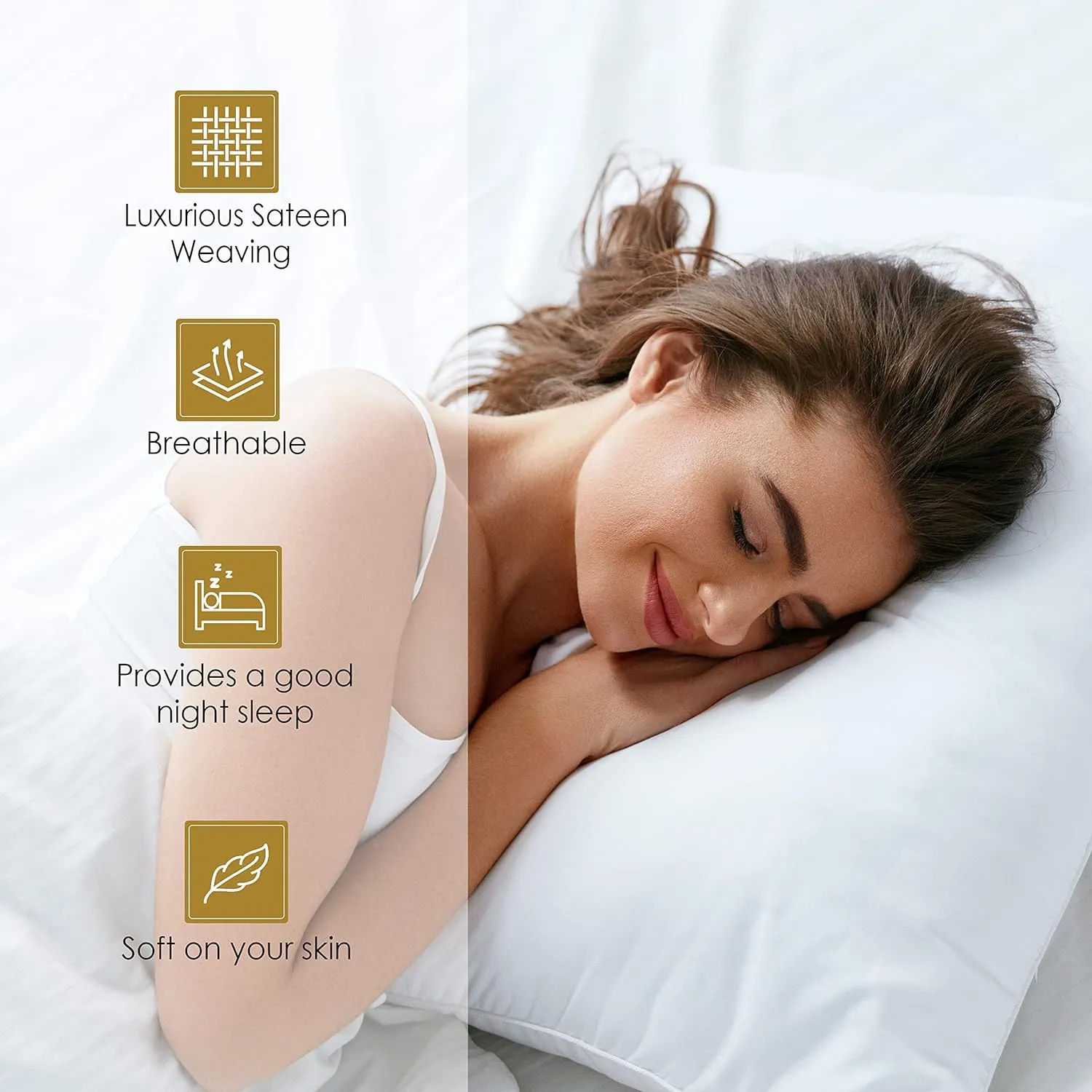 Luxury 1000-TC 100% Cotton Sheets Full Size, Fits 14-18" Deep Pocket, 4 Pieces Sheet Set - 1 Flat Sheet, 1 Fully Elastic Fitted Sheet and 2 Pillowcases (Solid, White)
