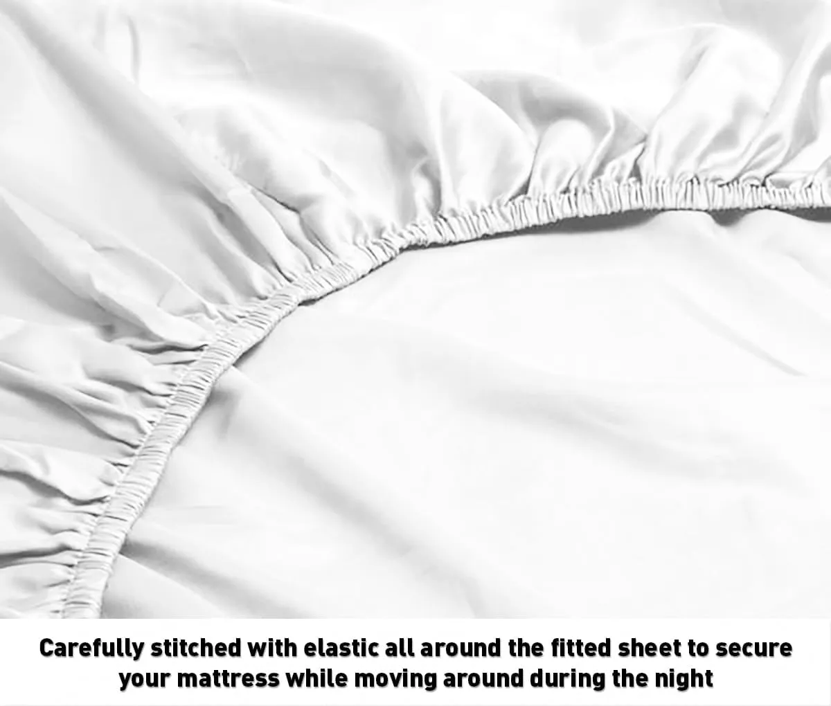 Luxury 1000-TC 100% Cotton Sheets Full Size, Fits 14-18" Deep Pocket, 4 Pieces Sheet Set - 1 Flat Sheet, 1 Fully Elastic Fitted Sheet and 2 Pillowcases (Solid, White)