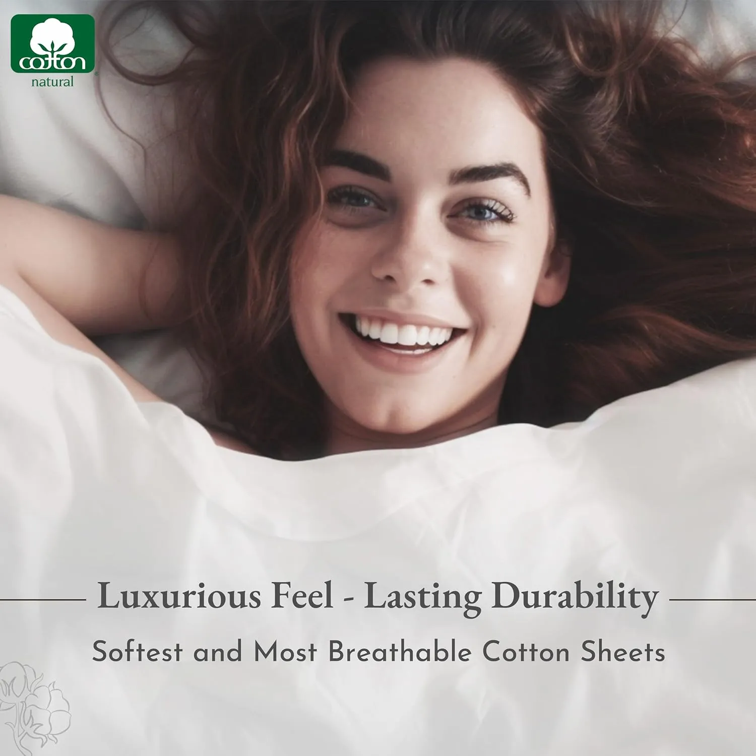 Luxury 1000-TC 100% Cotton Sheets Full Size, Fits 14-18" Deep Pocket, 4 Pieces Sheet Set - 1 Flat Sheet, 1 Fully Elastic Fitted Sheet and 2 Pillowcases (Solid, White)