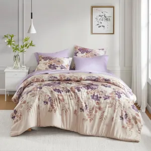 Madison Park Queen Comforter Set with Sheets, Floral Bed in A Bag Microfiber Comforter, Shabby Chic Queen Bedding Set Diamond Printed Sheet, Luna, Taupe 7 Piece