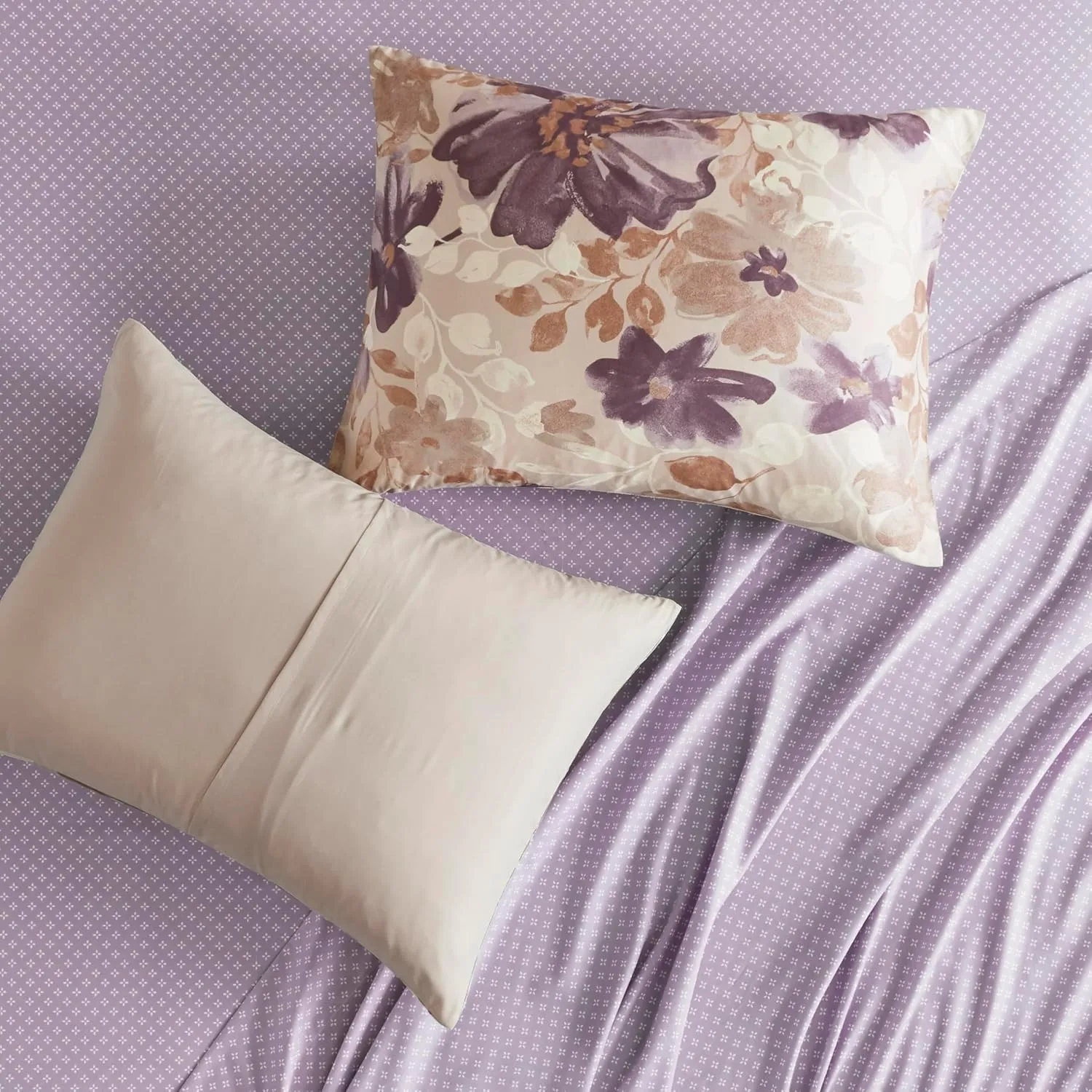 Madison Park Queen Comforter Set with Sheets, Floral Bed in A Bag Microfiber Comforter, Shabby Chic Queen Bedding Set Diamond Printed Sheet, Luna, Taupe 7 Piece
