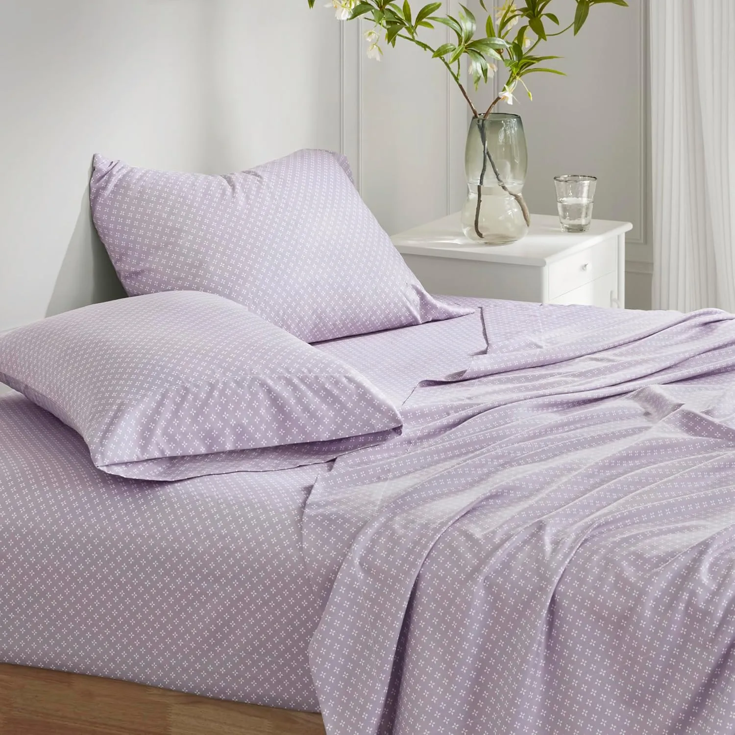 Madison Park Queen Comforter Set with Sheets, Floral Bed in A Bag Microfiber Comforter, Shabby Chic Queen Bedding Set Diamond Printed Sheet, Luna, Taupe 7 Piece