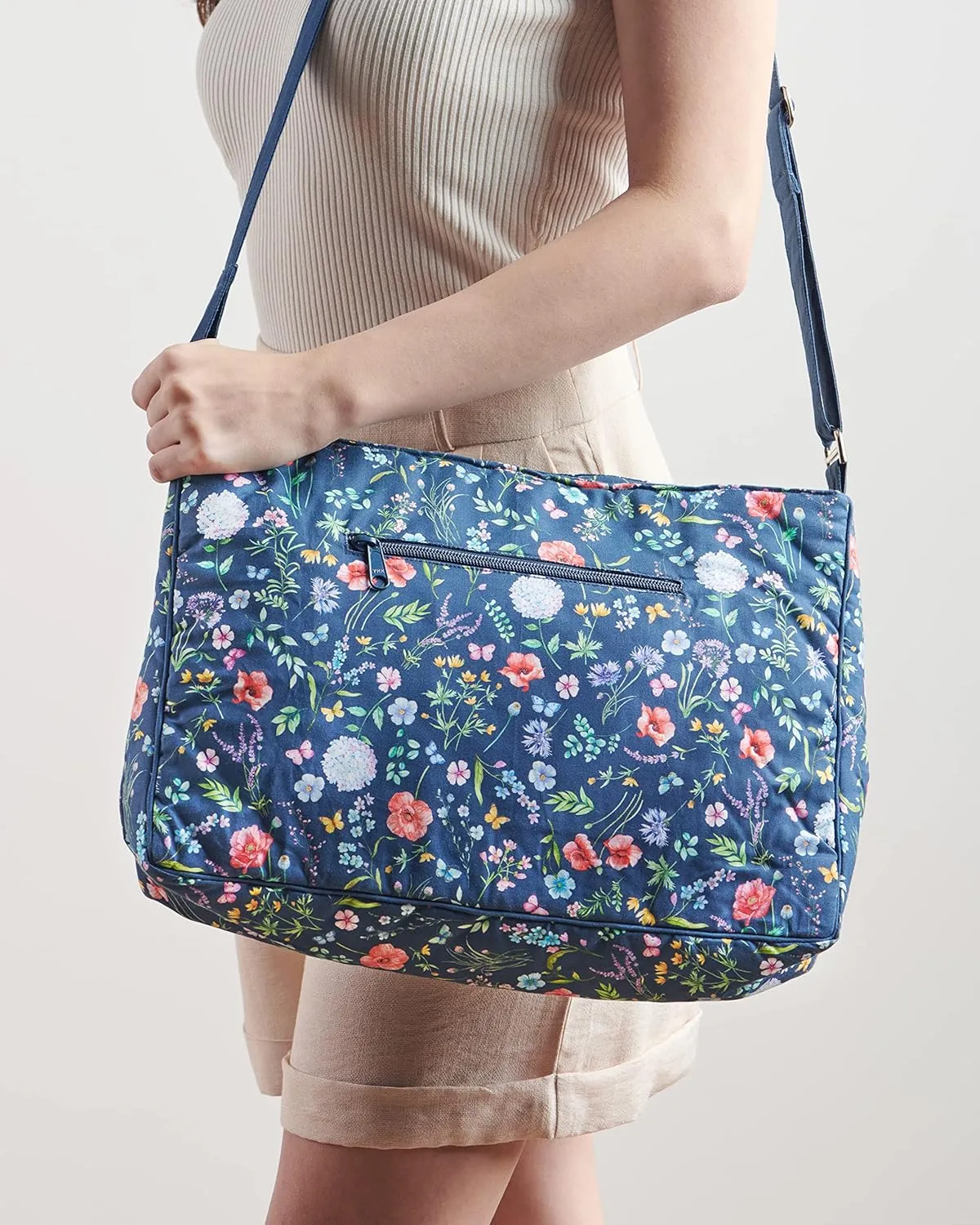 Maison d' Hermine Hand Bag Cotton Adjustable Shoulder Strap Cross Body Bag Tote purse with Zippered & Slip Pockets