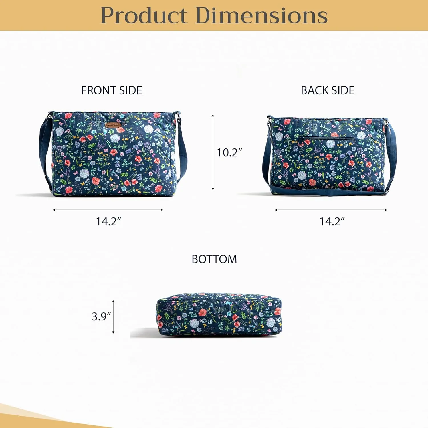 Maison d' Hermine Hand Bag Cotton Adjustable Shoulder Strap Cross Body Bag Tote purse with Zippered & Slip Pockets
