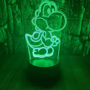 Mario Super Bros Yoshi 3D LED Optical Illusion Bedroom Decoration Table Lamp with Remote Yoshi Island 7 Colors Change Dimmable Acrylic Visual Night Light Birthday Christmas Gift for Child,kids