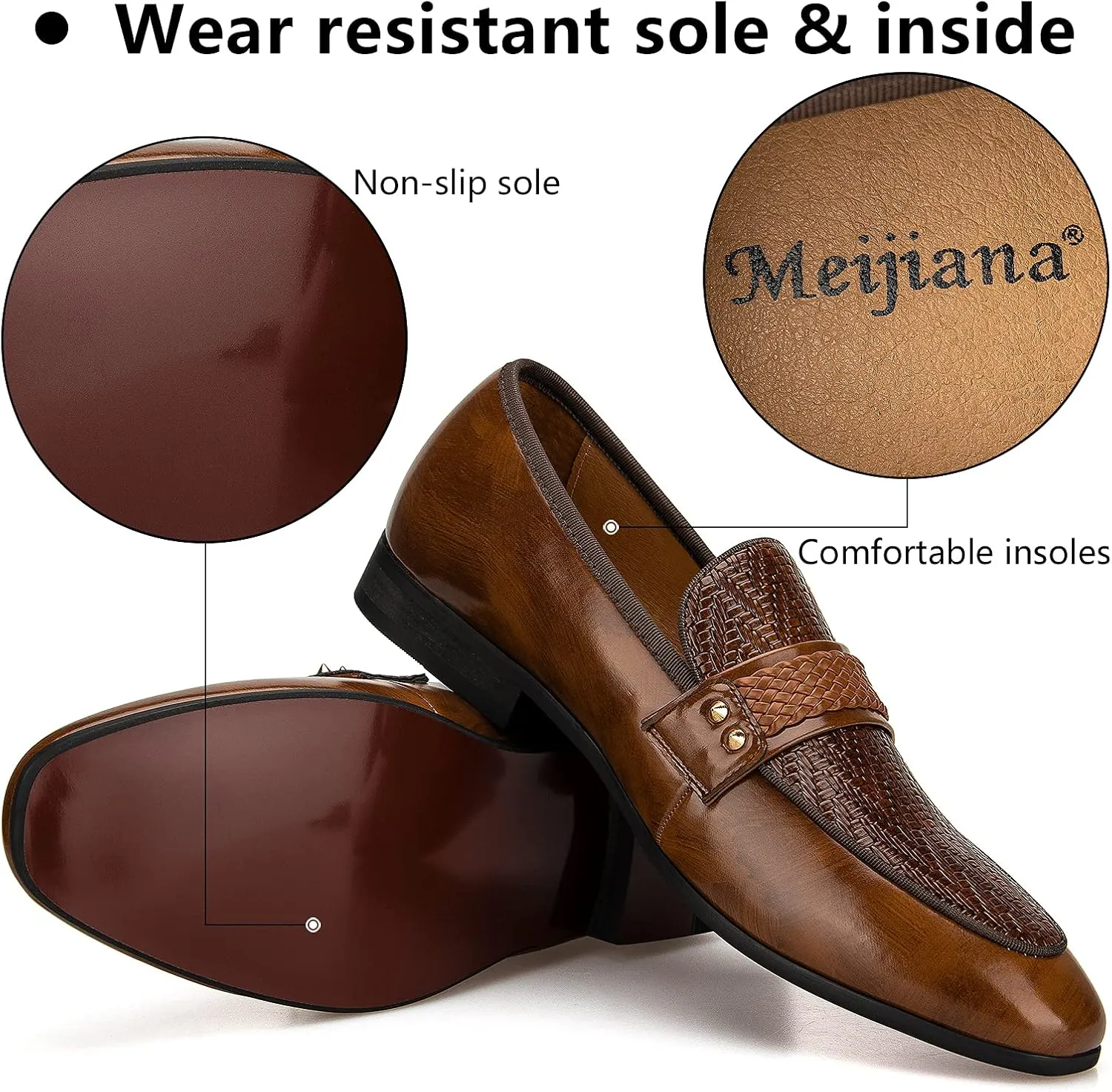 Meijiana Men's Loafers Lightweight Slip-On Moccasins Stylish Dress Shoes Breathable Tassels Loafers
