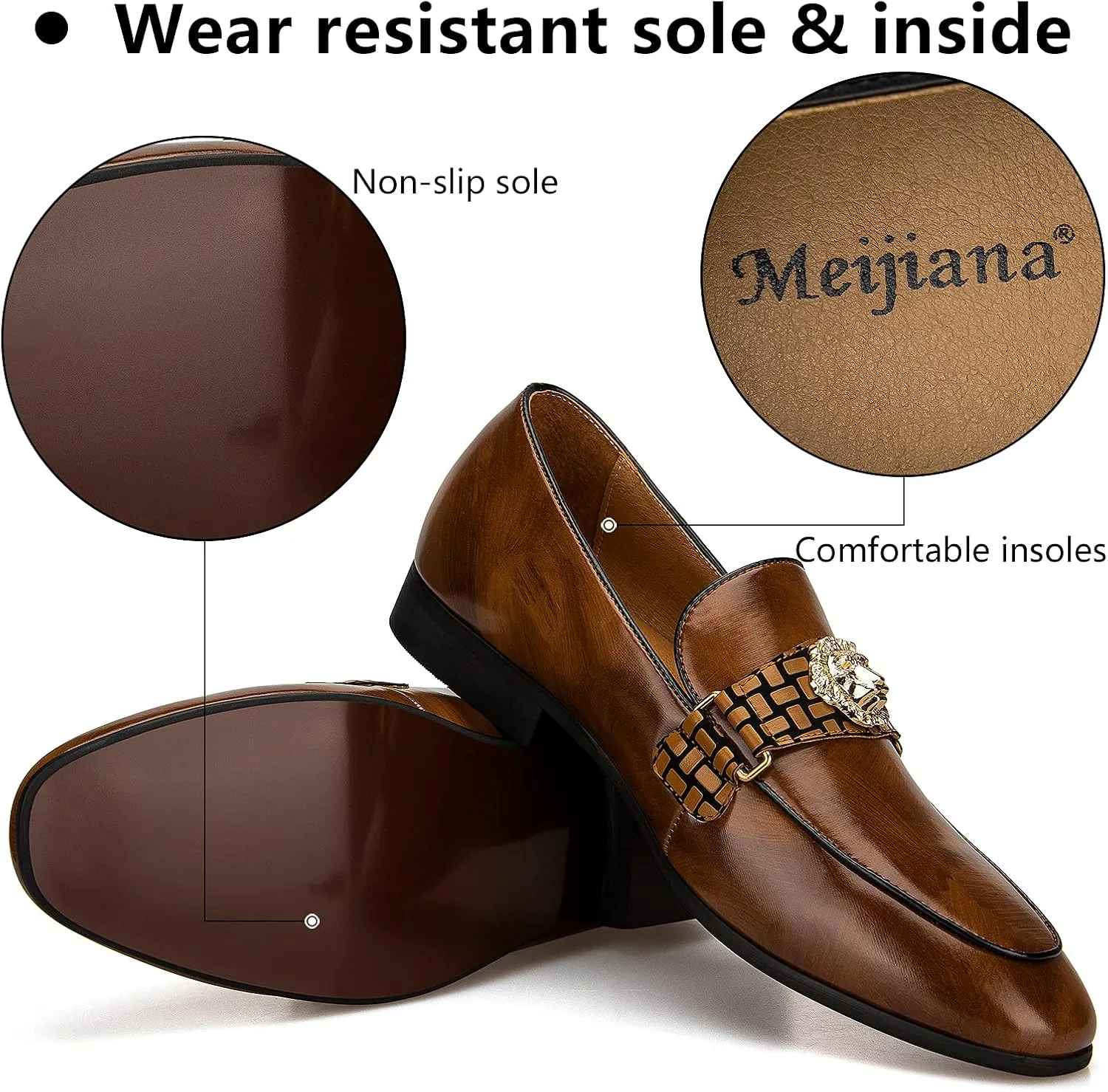 Meijiana Men's Loafers Lightweight Slip-On Moccasins Stylish Dress Shoes Breathable Tassels Loafers
