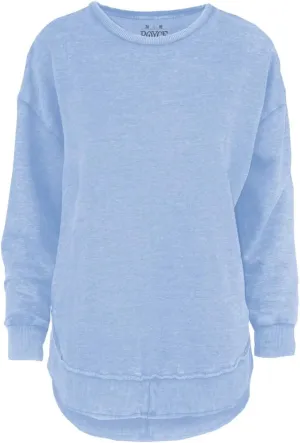 Melange Poncho Fleece: Long Sleeve Crew Neck Hi-Lo Round Bottom