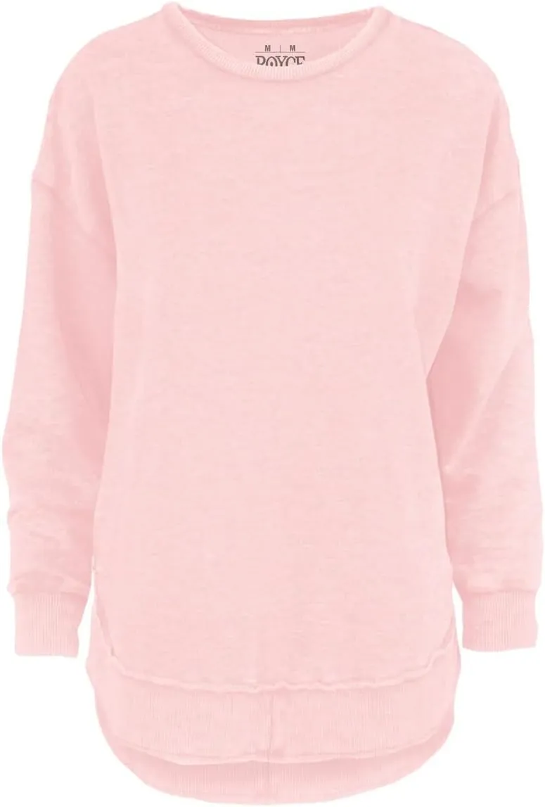 Melange Poncho Fleece: Long Sleeve Crew Neck Hi-Lo Round Bottom