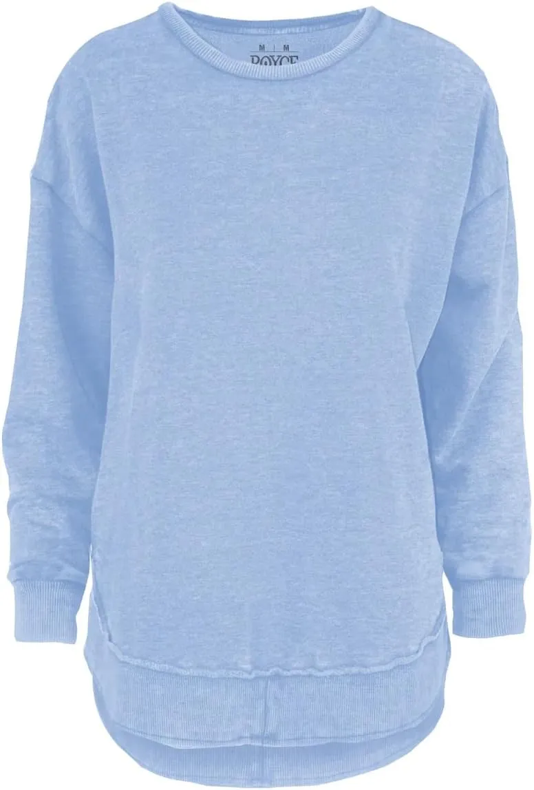 Melange Poncho Fleece: Long Sleeve Crew Neck Hi-Lo Round Bottom