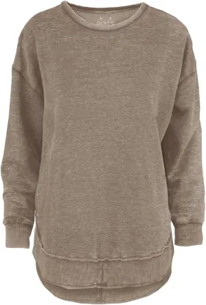Melange Poncho Fleece: Long Sleeve Crew Neck Hi-Lo Round Bottom