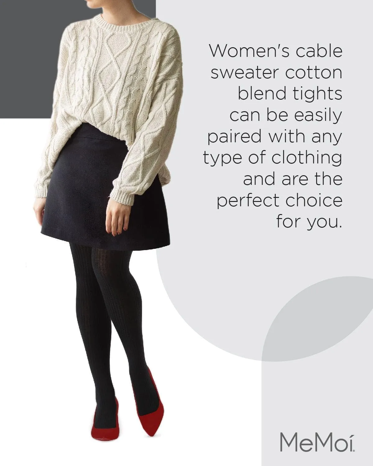 MeMoi Boston Ribbed Cotton Tights for Women, Cozy and Warm Durable Sweater Tights - Sizes Small to Queen 2