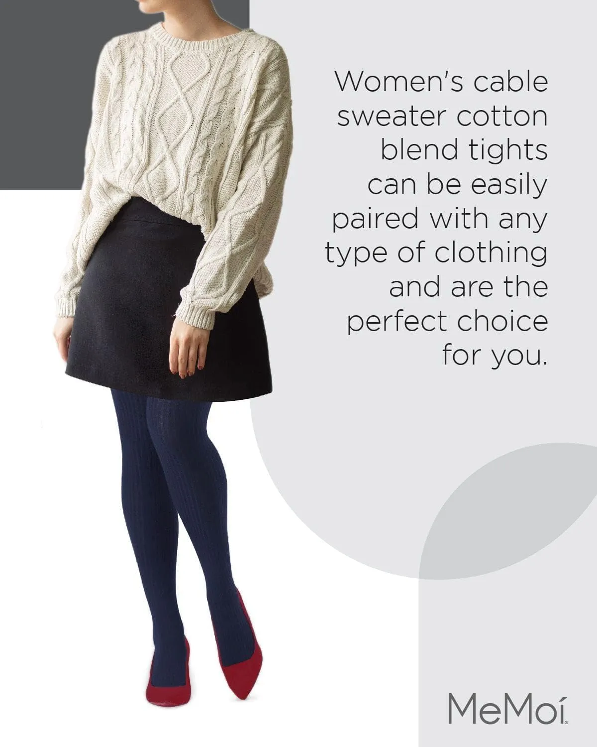 MeMoi Boston Ribbed Cotton Tights for Women, Cozy and Warm Durable Sweater Tights - Sizes Small to Queen 2